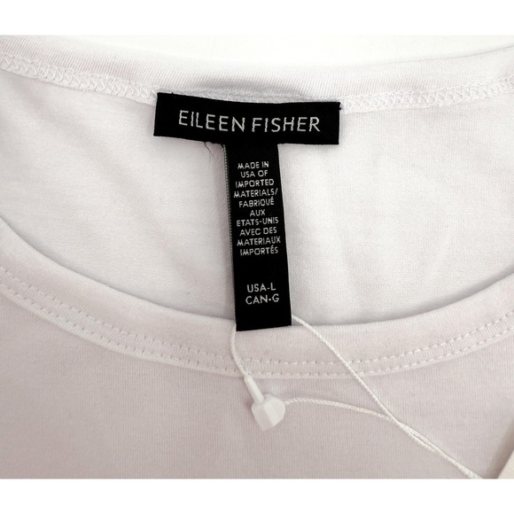 Eileen Fisher Shirt Womens Large White Crew Neck Boxy Tee Stretch Viscose New - Picture 8 of 11